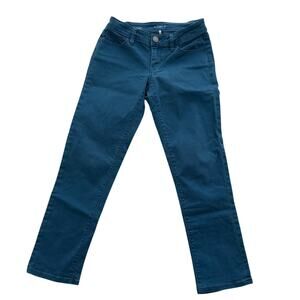 LOFT Curvy Straight Jeans Steel Blue Stretch Denim